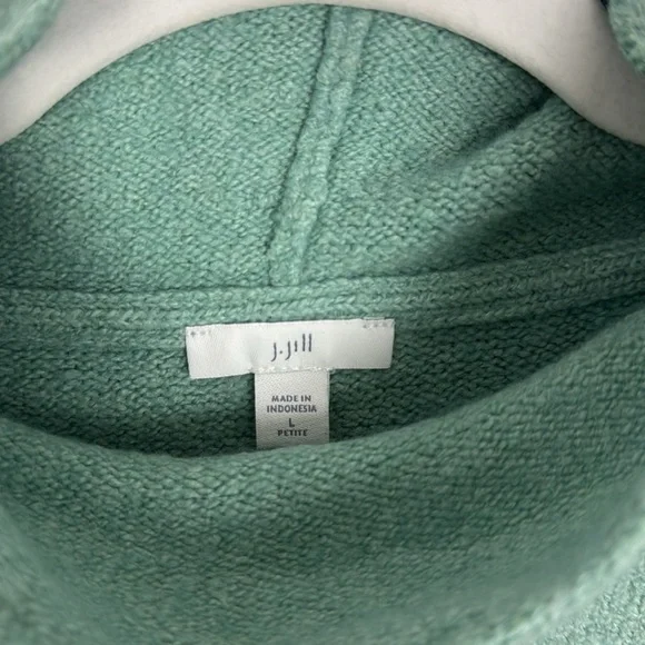 J Jill Crew Sweater Cotton Stretchy Mock Neck Turtleneck Teal Ocean Large Petite - Picture 5 of 7